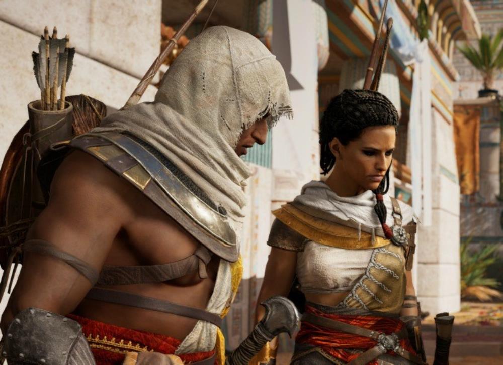BayekとAya Birting the BrotherhoodのAssassin's Creed Origins Dev