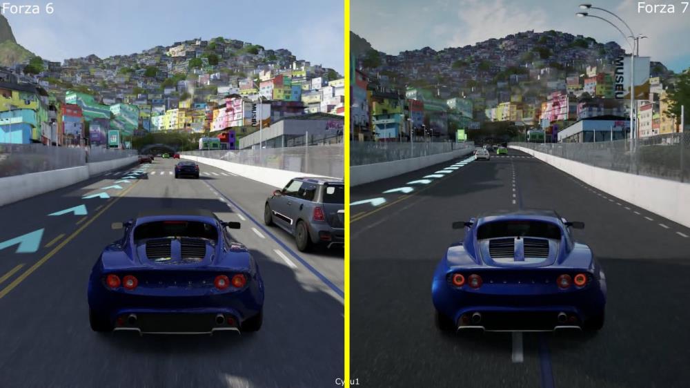 Forza 6 vs Forza 7 Xbox One S Graphics Comparison Lotus Elise on Rio